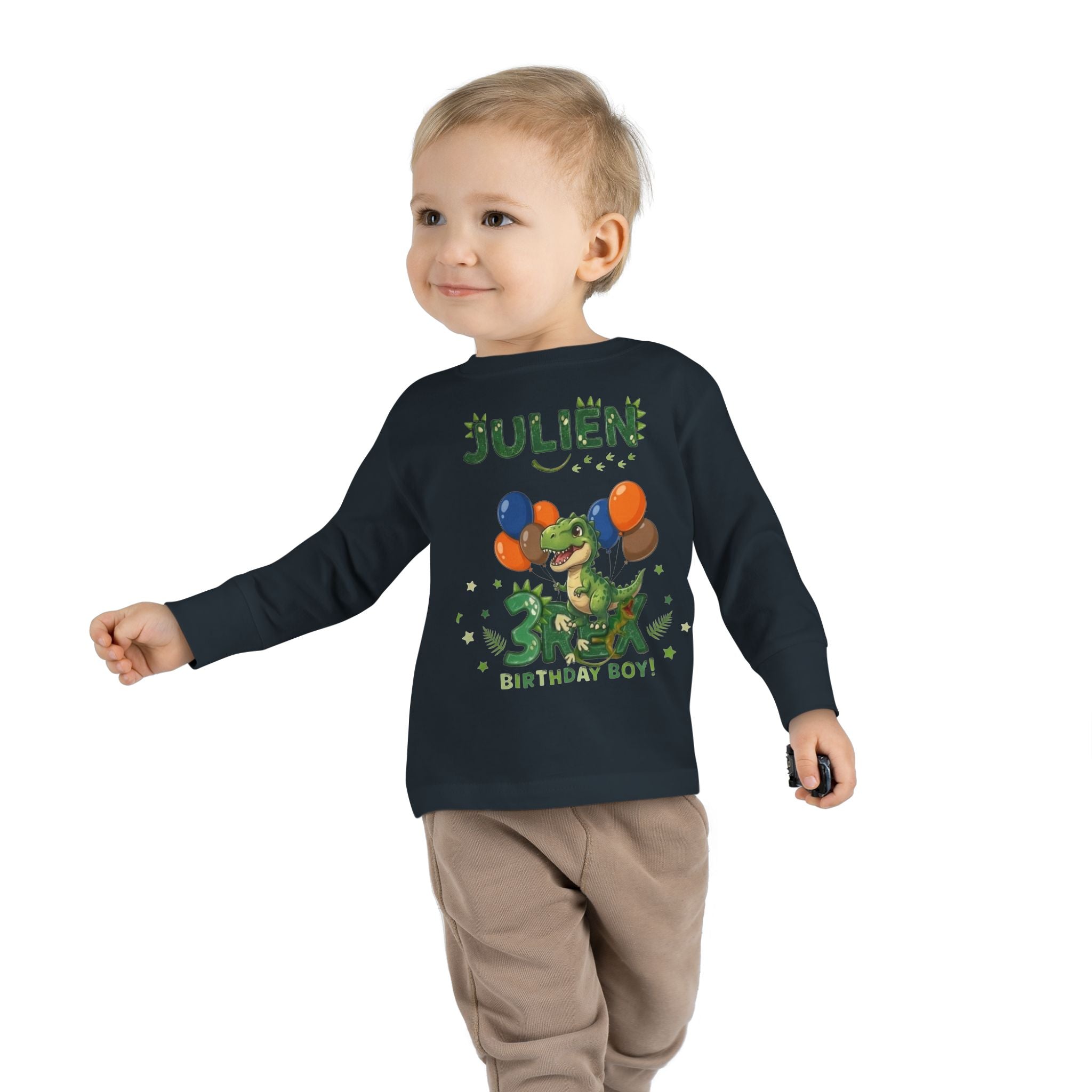 3Rex Dino Birthday Toddler Long Sleeve Tee