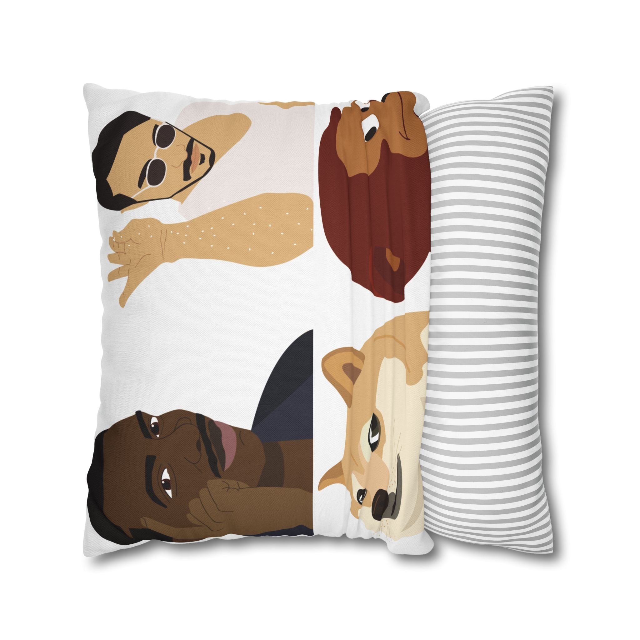 Meme Faces Square Pillowcase — Viral Dog & Reaction Emotes Throw Pillow Cover