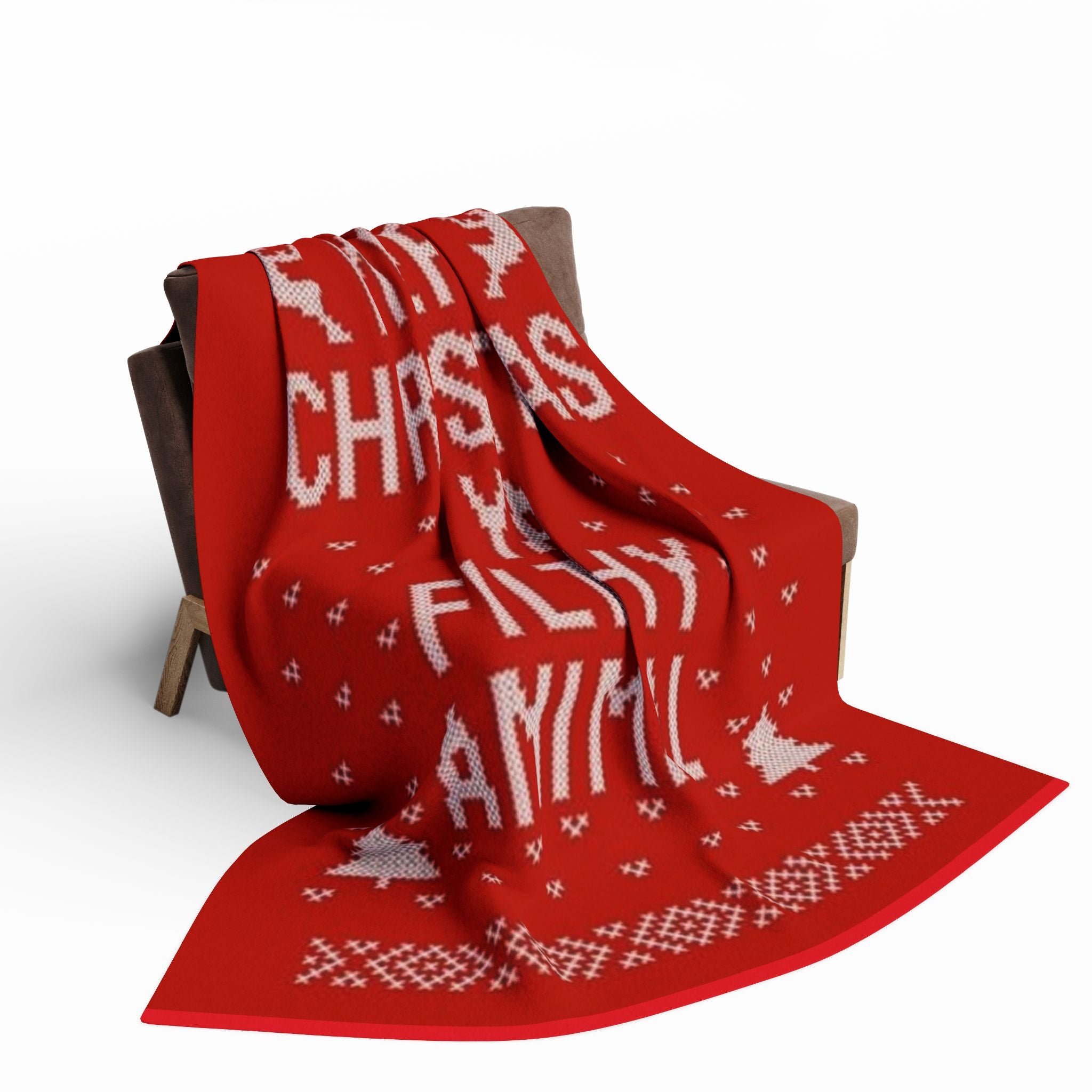 Holiday Fleece Blanket - Merry Christmas ya filthy animal- Red