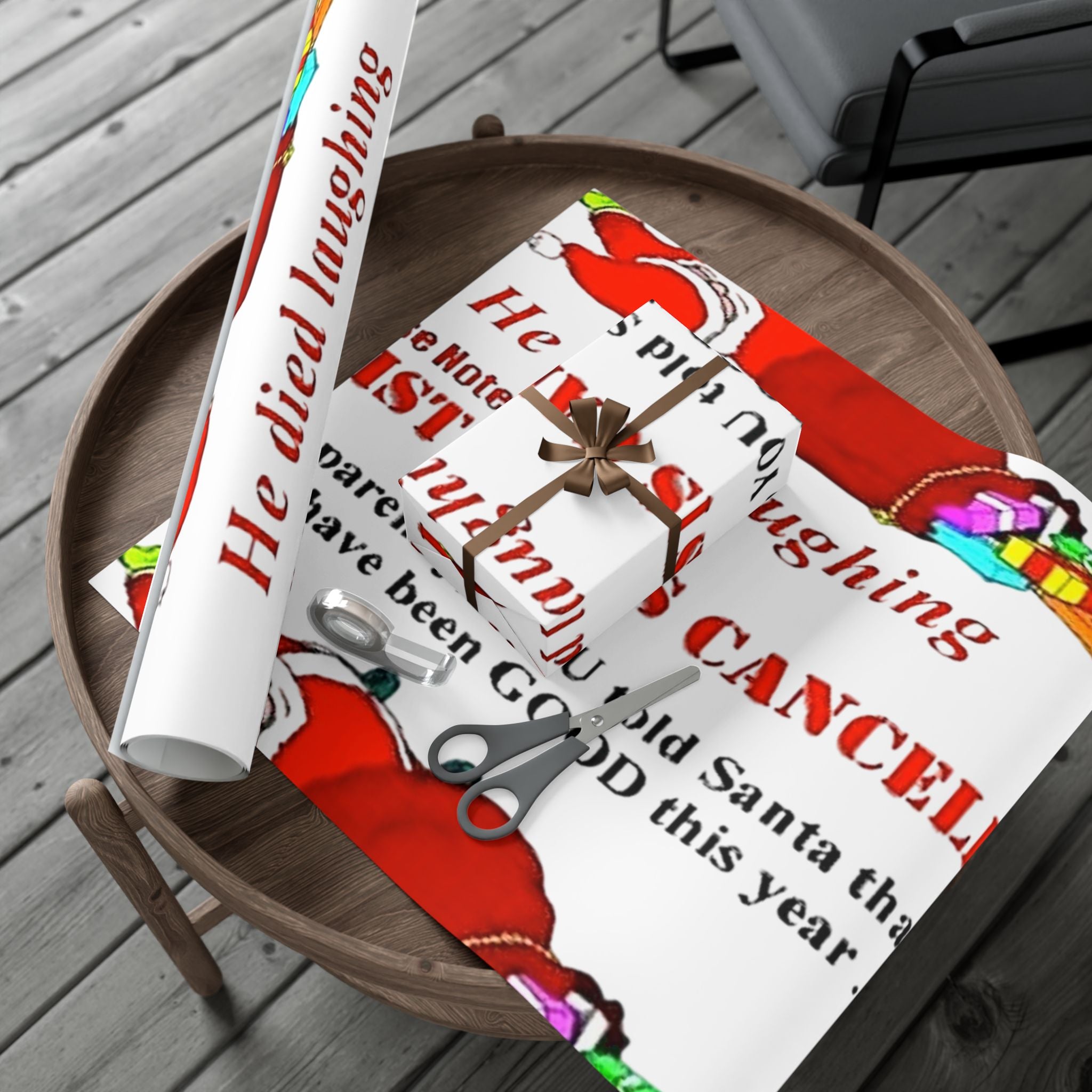Gift Wrap Papers - Humorous Santa Died Laughing Design