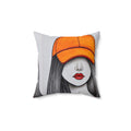 Illustrated Girl Art Square Pillow