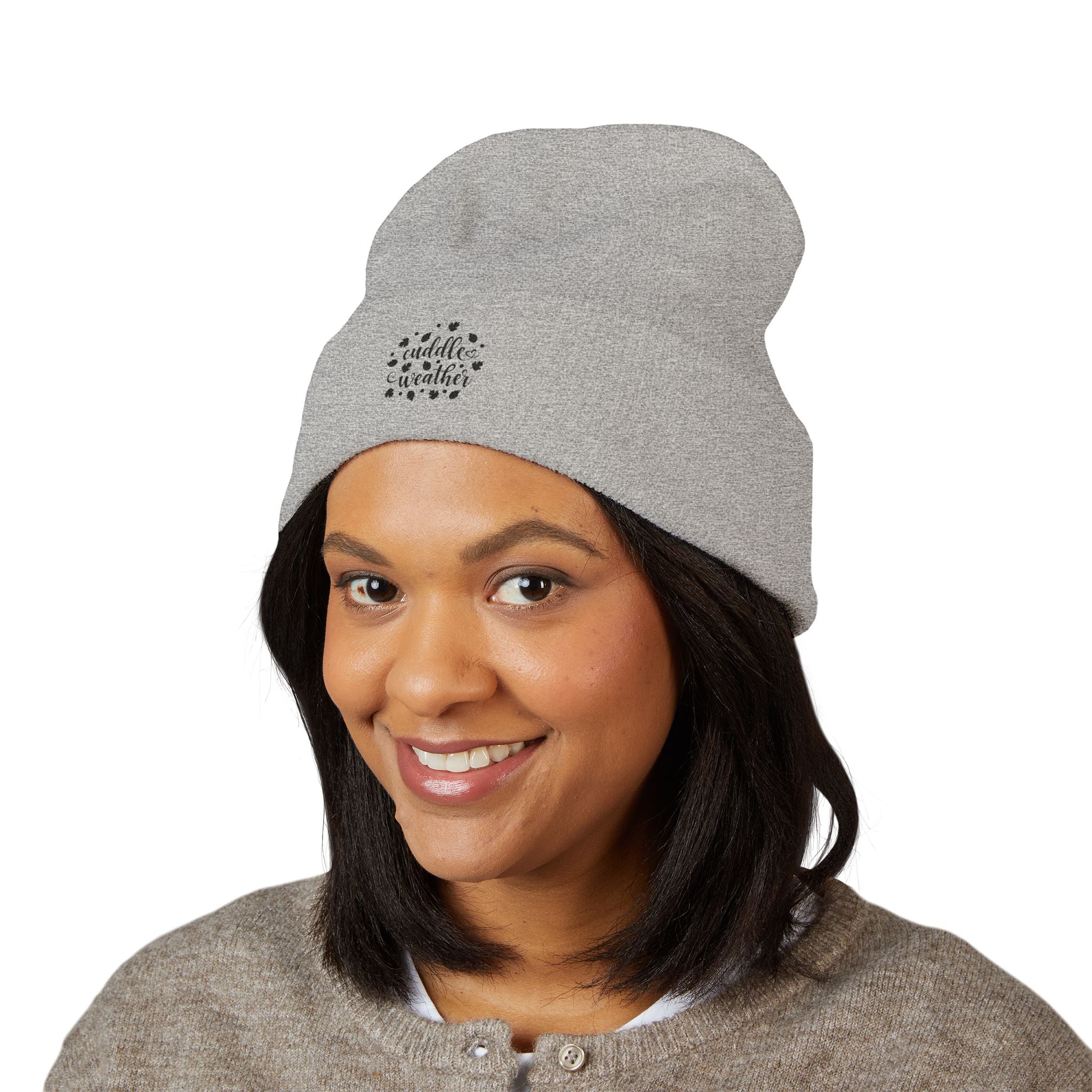 Cozy Cuffed Beanie with Cuddle Weather Embroidery
